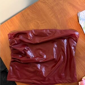 Red Faux Leather Tube Top